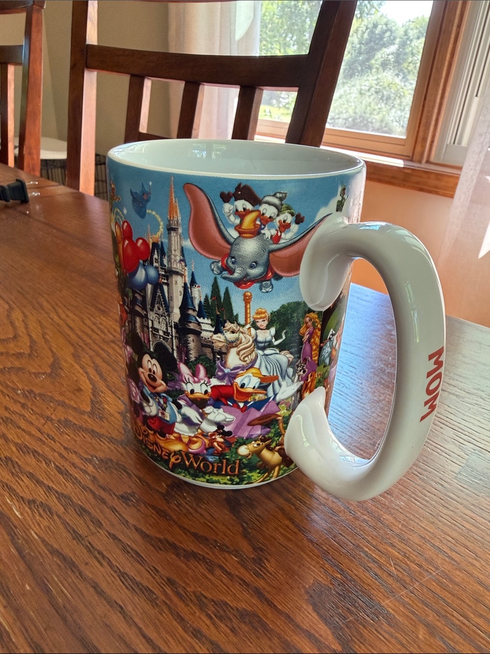 Disney mug on table
